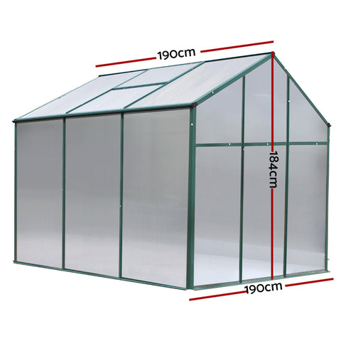 Greenhouse 1.9X1.9X1.83M Aluminium Polycarbonate Green House Garden Shed