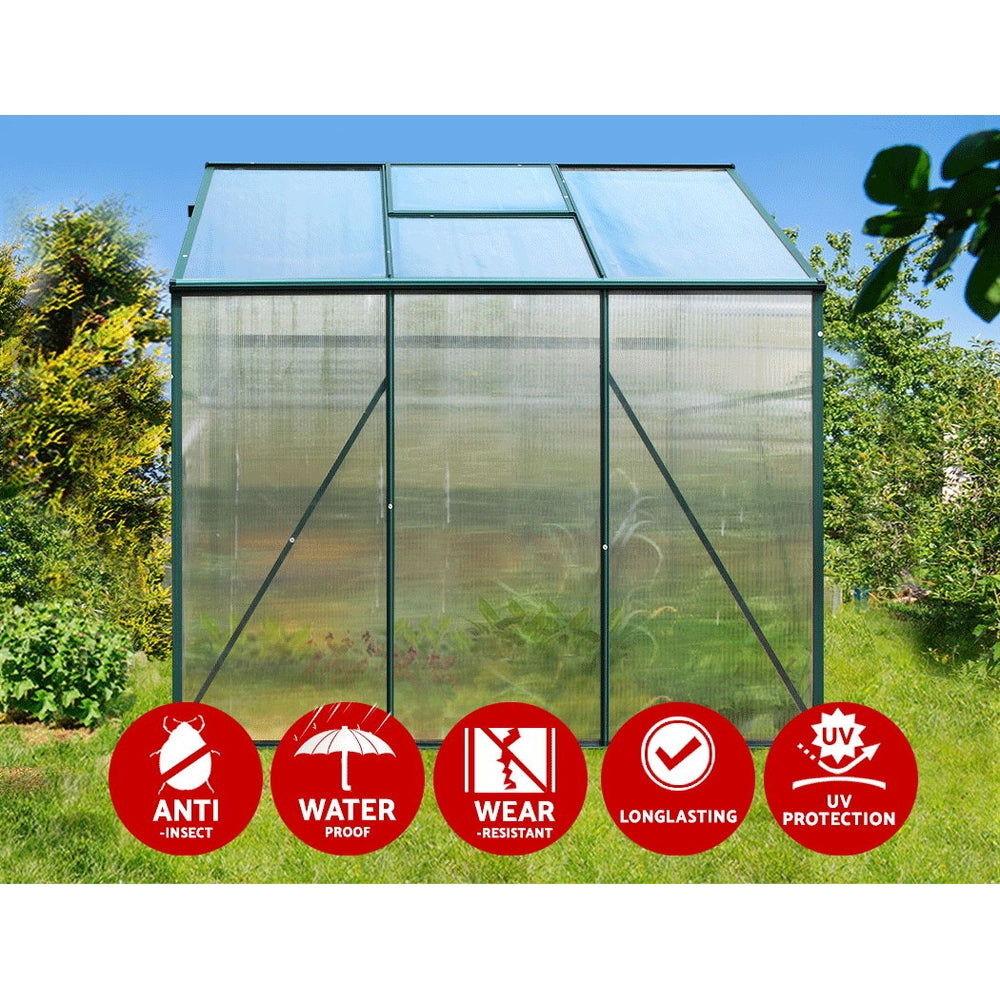 Greenhouse 1.9X1.9X1.83M Aluminium Polycarbonate Green House Garden Shed