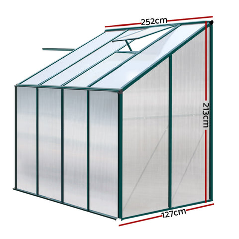 Greenhouse Lean-To Aluminium Polycarbonate Green House Garden Shed