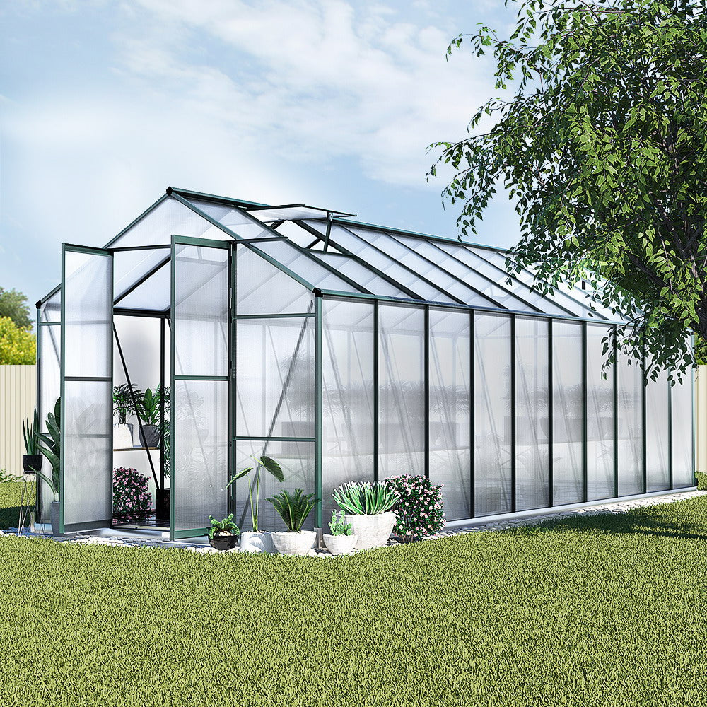 6.3x2.44m Aluminium Greenhouse - Polycarbonate Shed