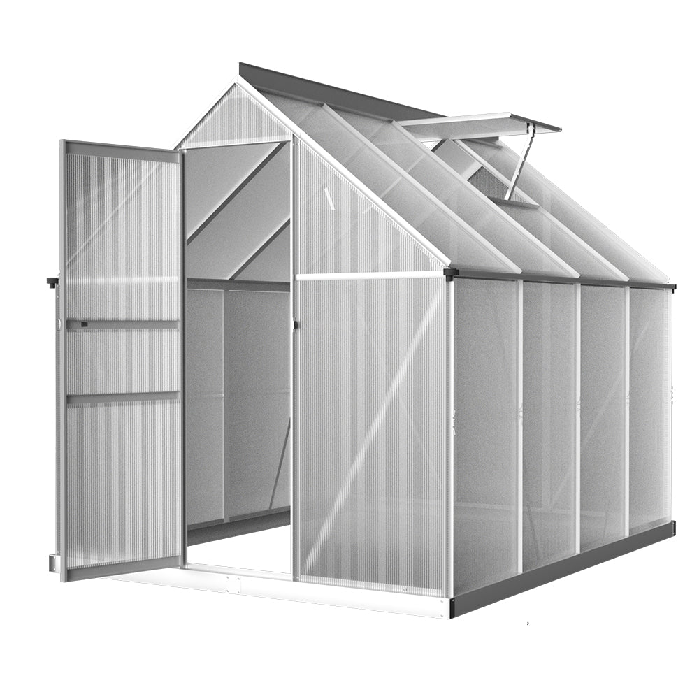 Greenhouse Aluminium Green House Polycarbonate Garden Shed 2.4X1.9M