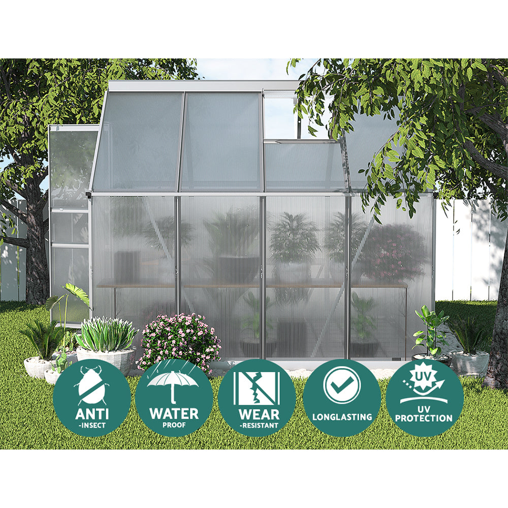 Greenhouse Aluminium Green House Polycarbonate Garden Shed 2.4X1.9M