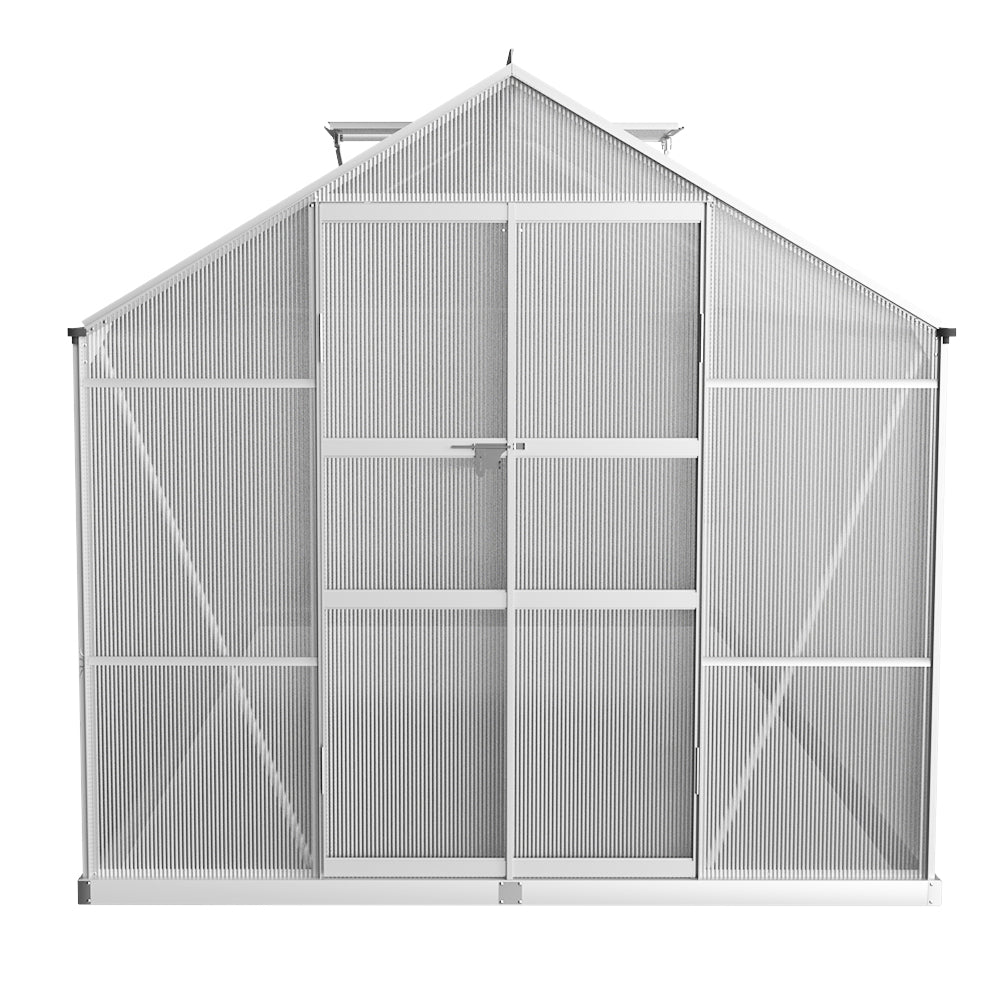 Greenhouse 4.1X2.5X2.26M Double Doors Aluminium Green House Garden Shed