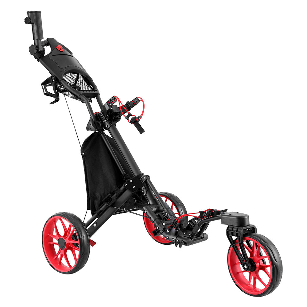 Golf Buggy Foldable Trolley Golf Cart Swivel Wheel Umbrella Bottle Stand