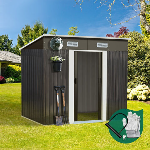 Garden Shed Outdoor Storage Sheds 1.94x1.21M Workshop Cabin Metal House