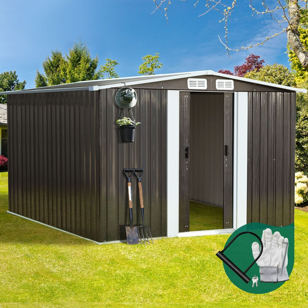 Garden Shed Outdoor Storage Sheds 2.57x2.05M Workshop Cabin Metal House