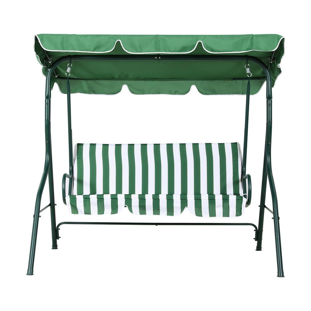 Outdoor Swing Chair Garden Bench Furniture Canopy 3 Seater White Green