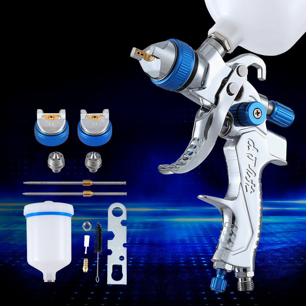 HVLP Air Spray Gun with Gravity Feed Cup and Nozzles