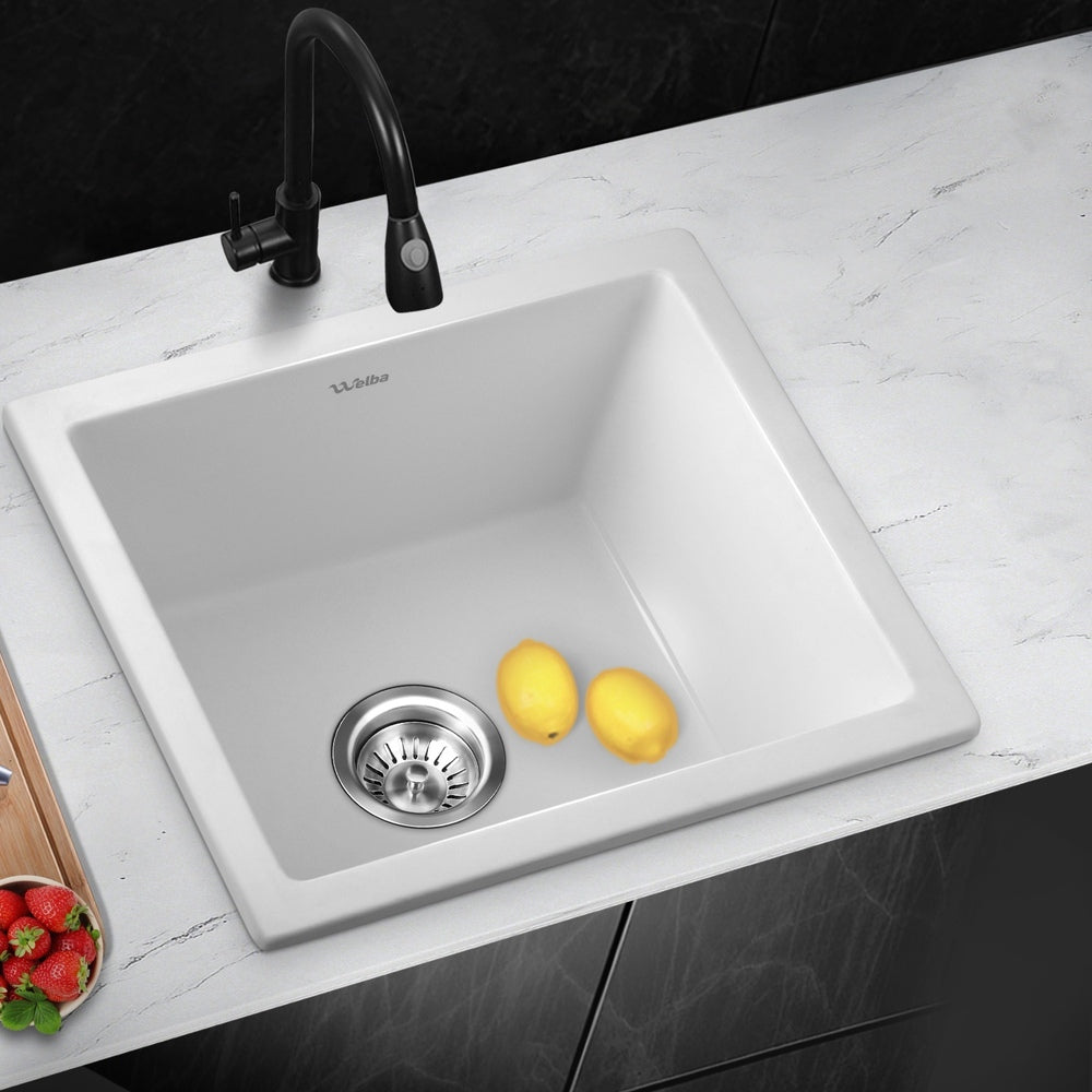 Kitchen Sink Granite Stone Laundry Basin Under/Top Single Bowl 460x410mm