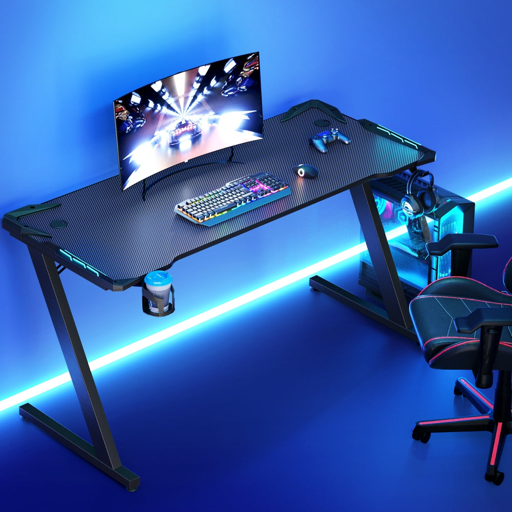 Gaming Desk Computer Desks LED Light 140CM