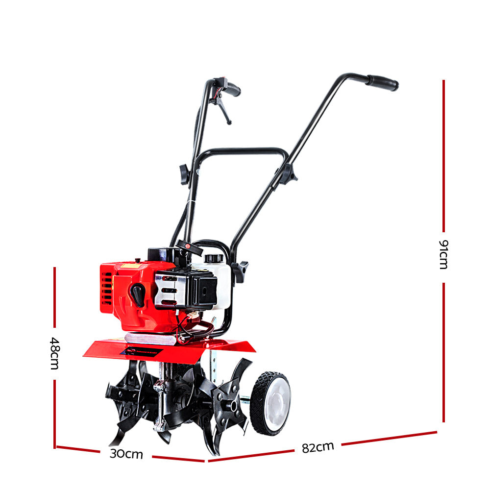 Heavy-Duty 72CC Garden Tiller Cultivator - 4 Blades