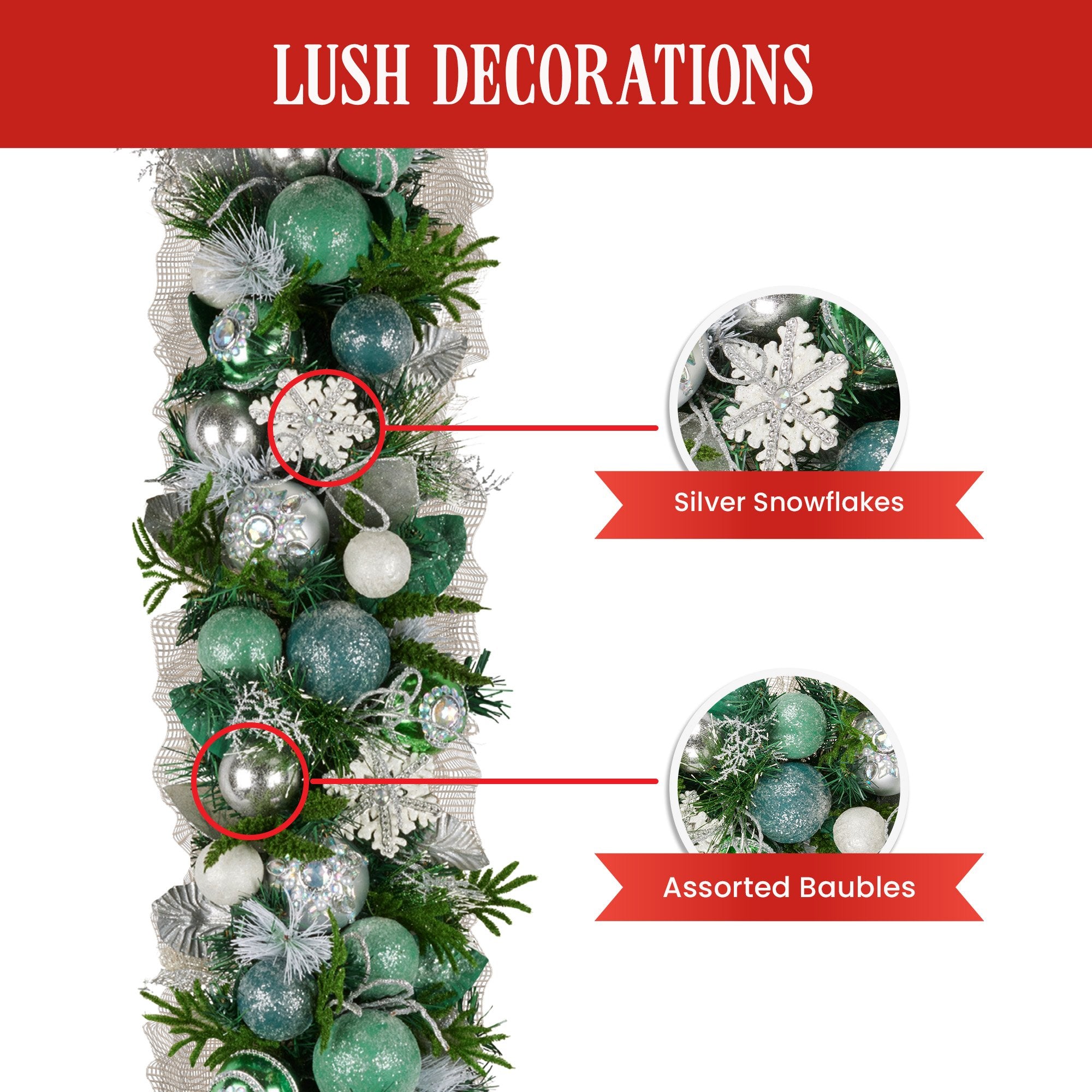 Mint Luxe Christmas Garland - 100cm