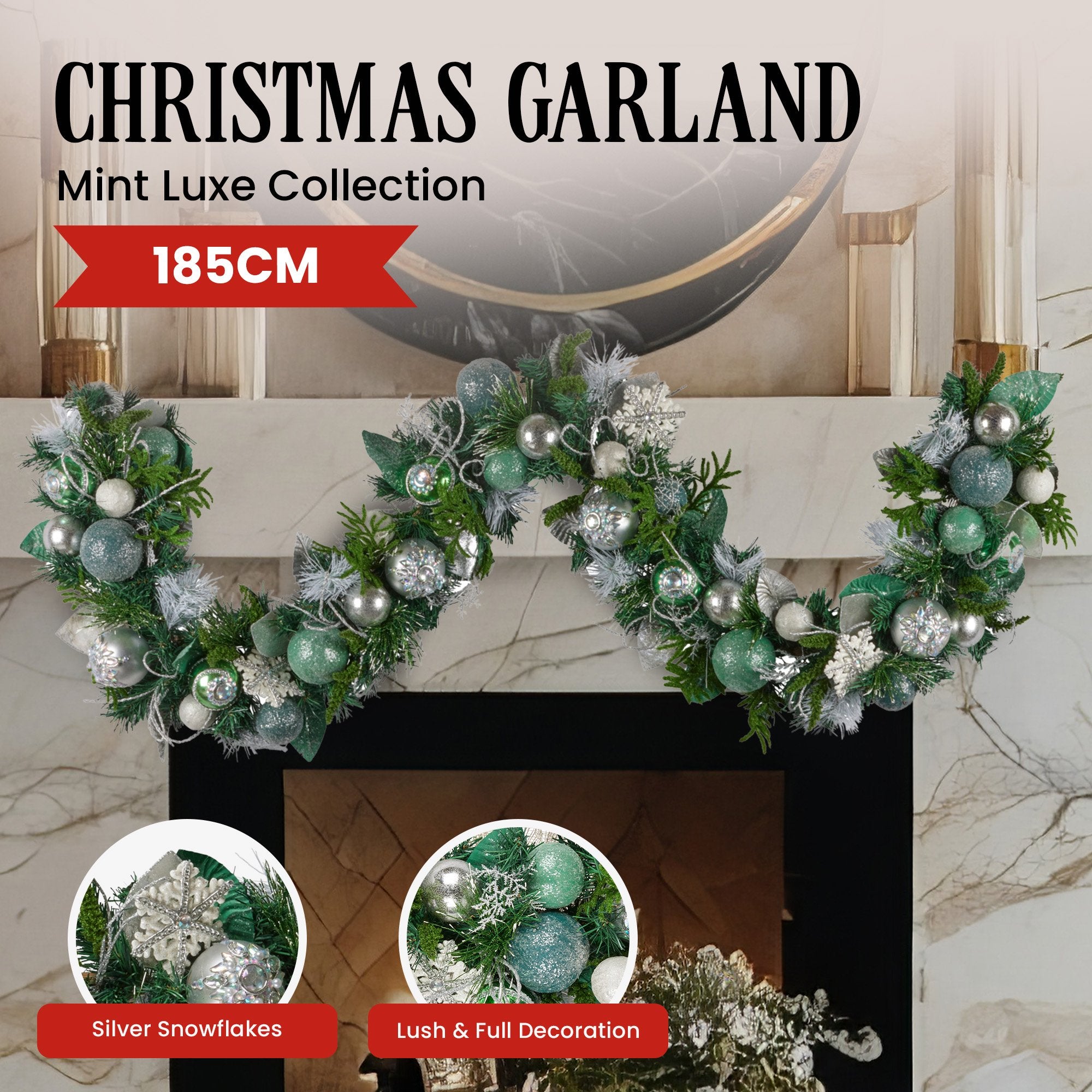 Mint Luxe Christmas Garland - 185cm