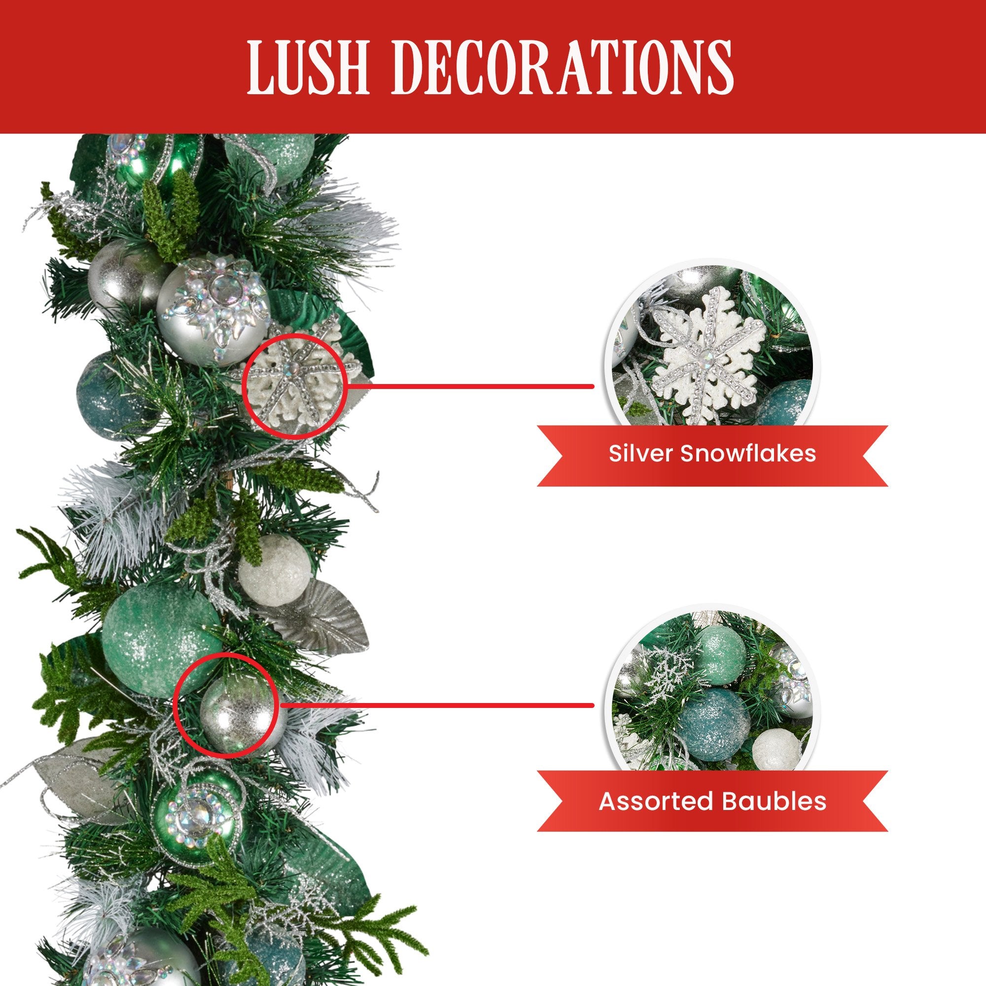 Mint Luxe Christmas Garland - 185cm