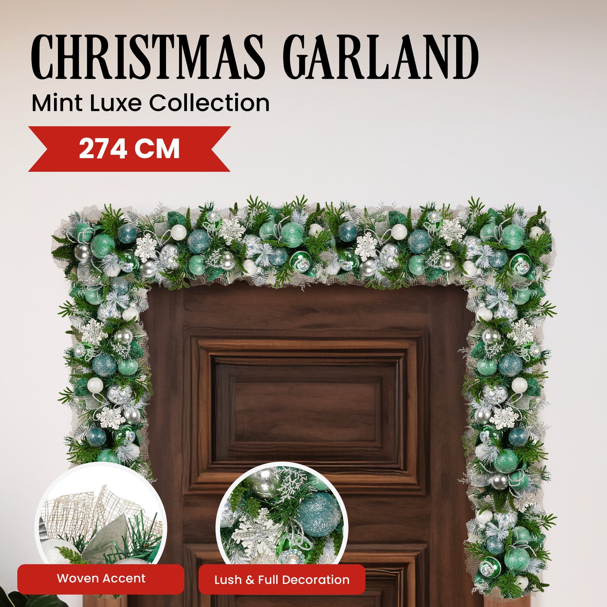 Mint Luxe Christmas Garland - 274cm