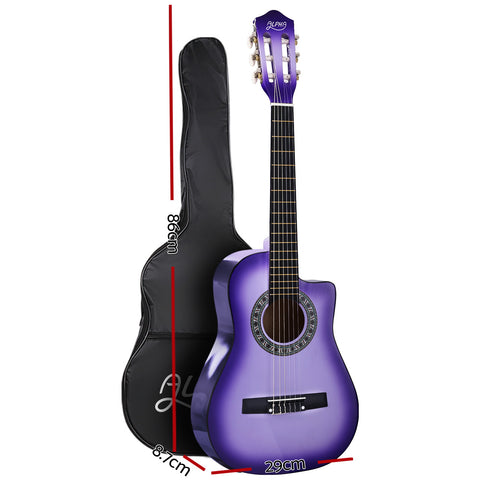 34 Inch Classical Guitar Wooden Body Nylon String W/ Stand Beignner Purple