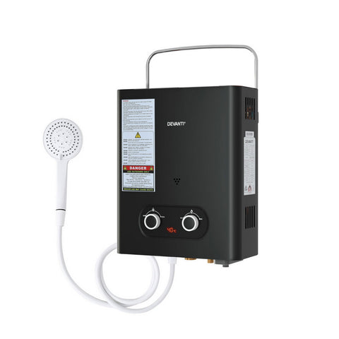 Portable Gas Water Heater 6L/Min Lpg System Black