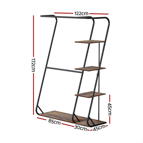 Clothes Rack Coat Stand 172cm 4-Tier Walnut