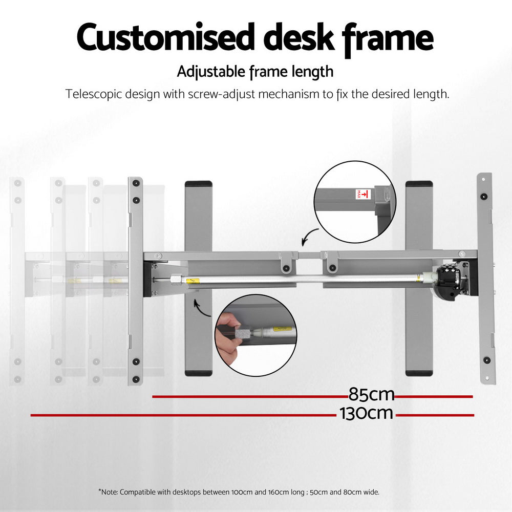 Standing Desk Frame Only Motorised Grey