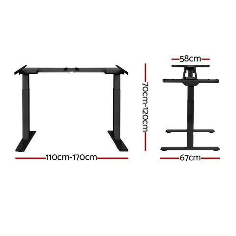 Standing Desk Frame Only Dual Motor Motorised Black