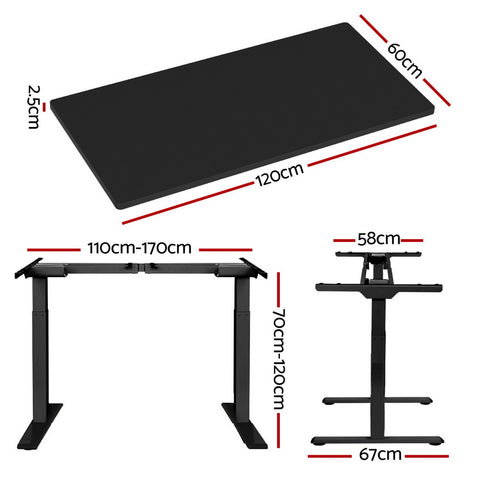 Motorised Adjustable Sit Stand Desks | Electric Standing Desk in Black Oak