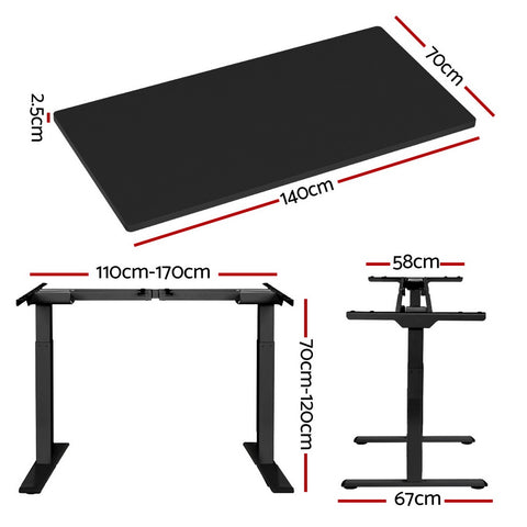 Workstation 140cm Electric Height Adjustable Sit-Stand Desk