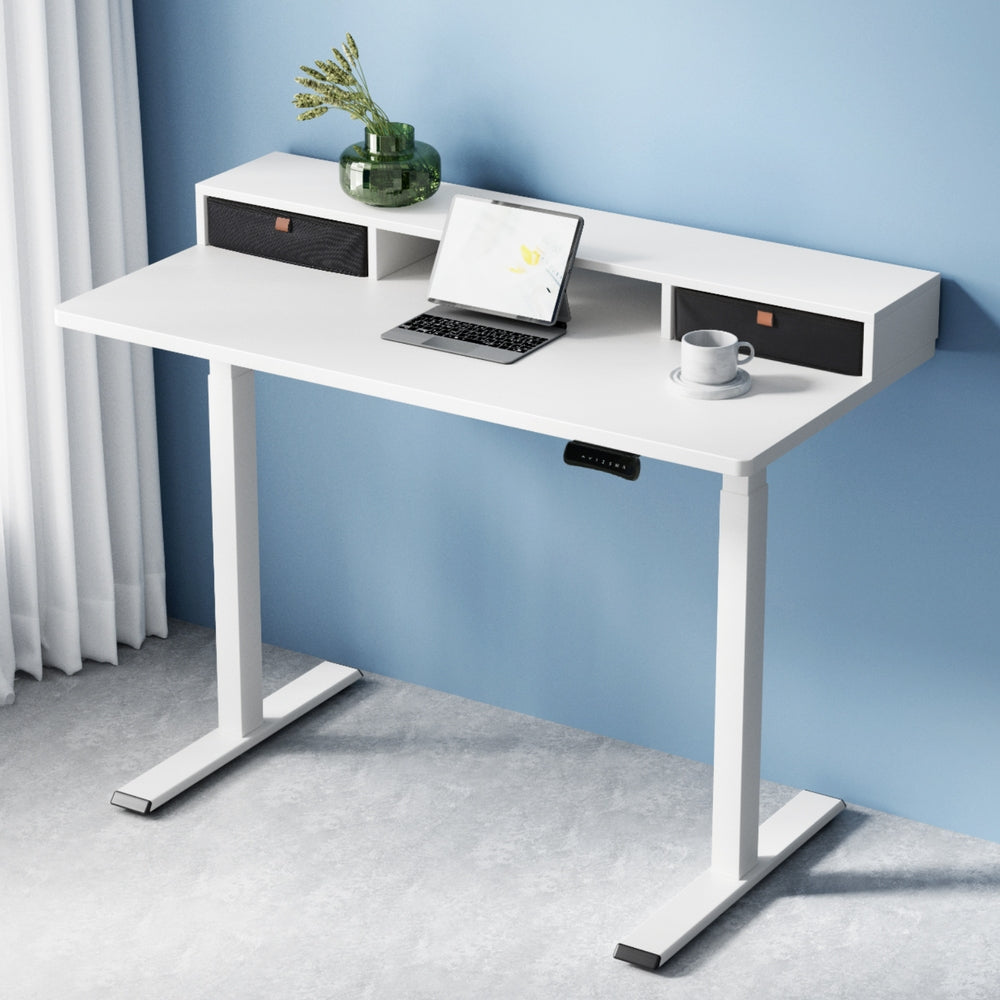 Electric Standing Desk Dual Motor Office Table With Shelf Drawer120Cm