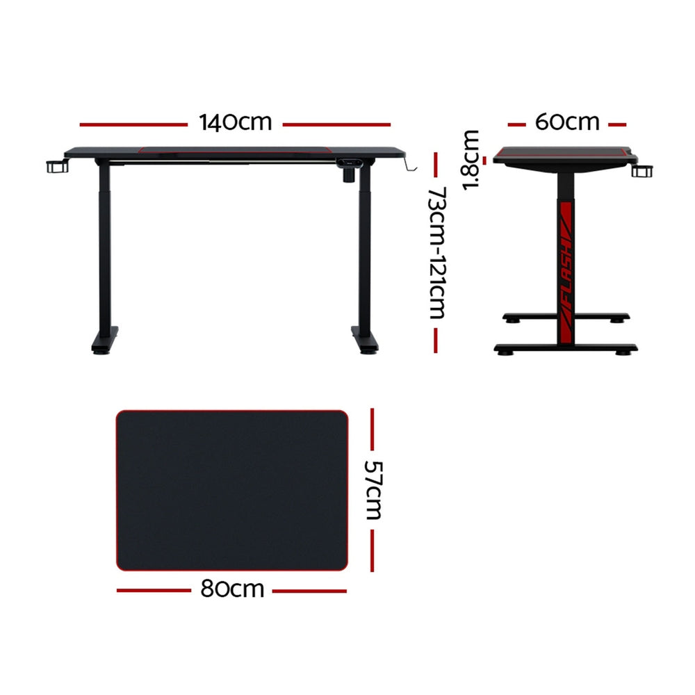 Gaming Desks Standing Desk Motorised 140CM Black