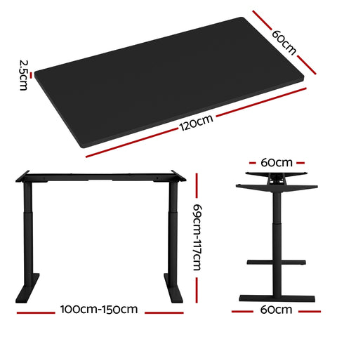 Standing Desk Motorised Electric Dual Motor Black 120Cm