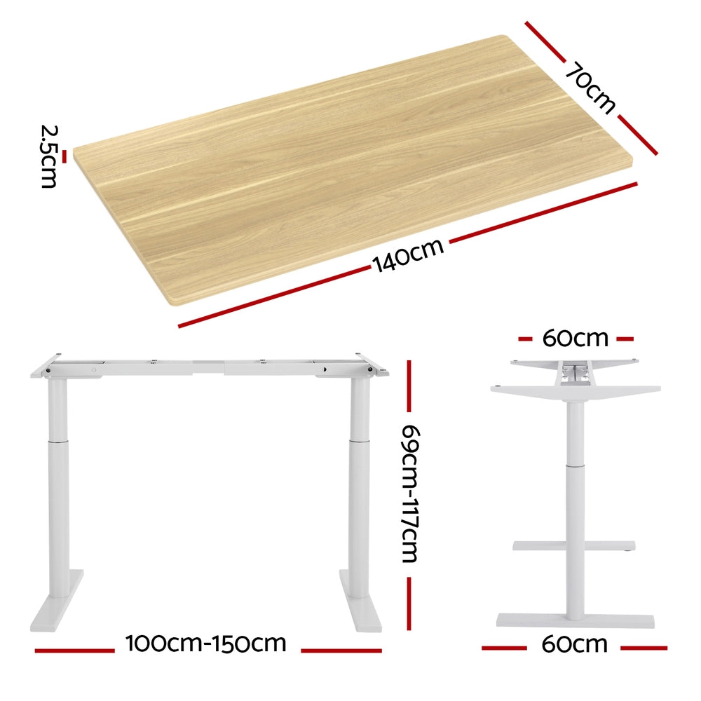 Elegant Black 140cm/120cm Height Adjustable Electric Standing Desk