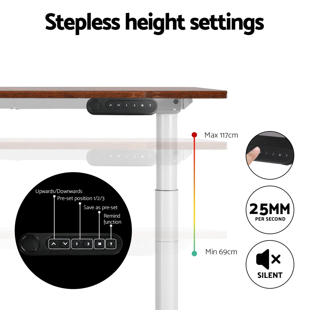 Elegant Black 140cm/120cm Height Adjustable Electric Standing Desk