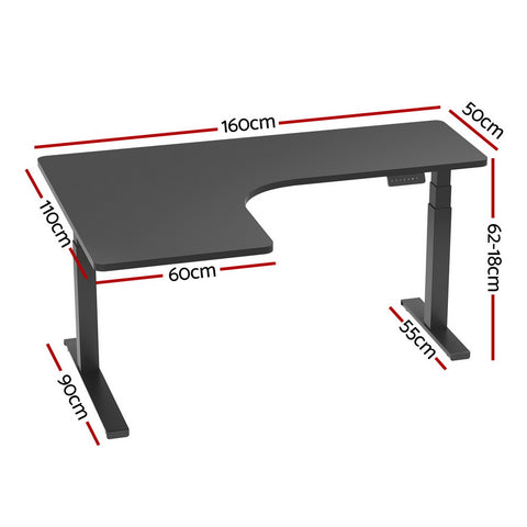 Standing Desks L-shape Motorised 160CM Black