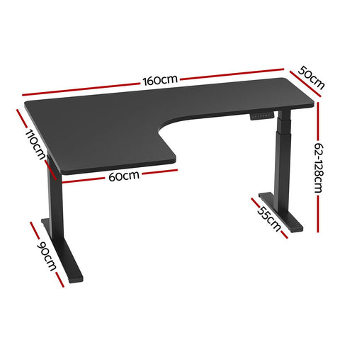 Standing Desks L-shape Motorised 160CM Black