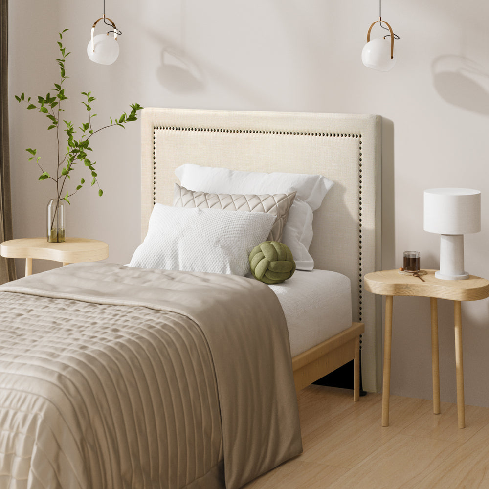 King Single Bed Headboard Bedhead Beige