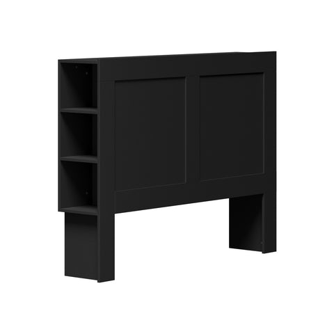 Headboard Double Size Bedhead with Storage Shelves Black