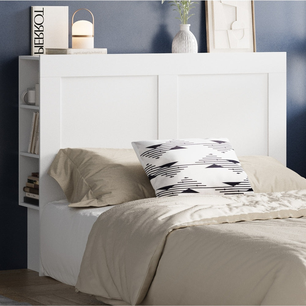 Headboard Bedhead with Storage Shelves Black/White