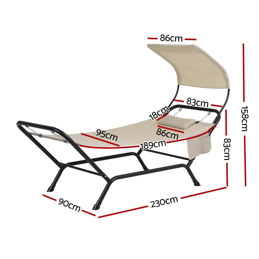 Hammock Bed w/ Stand Sun Lounge Chair Beige