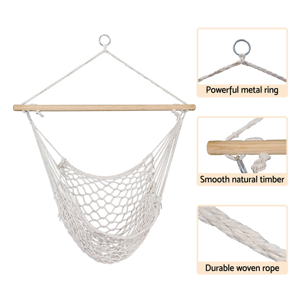 Hammock Chair Outdoor Hanging Camping Mesh Indoor Cream