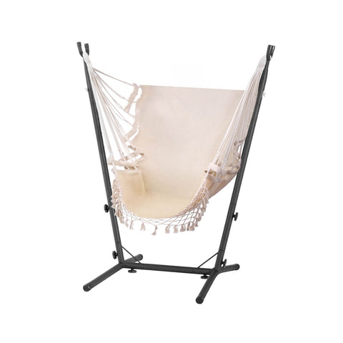 Hammock Chair Outdoor Camping Hanging With Stand Cream