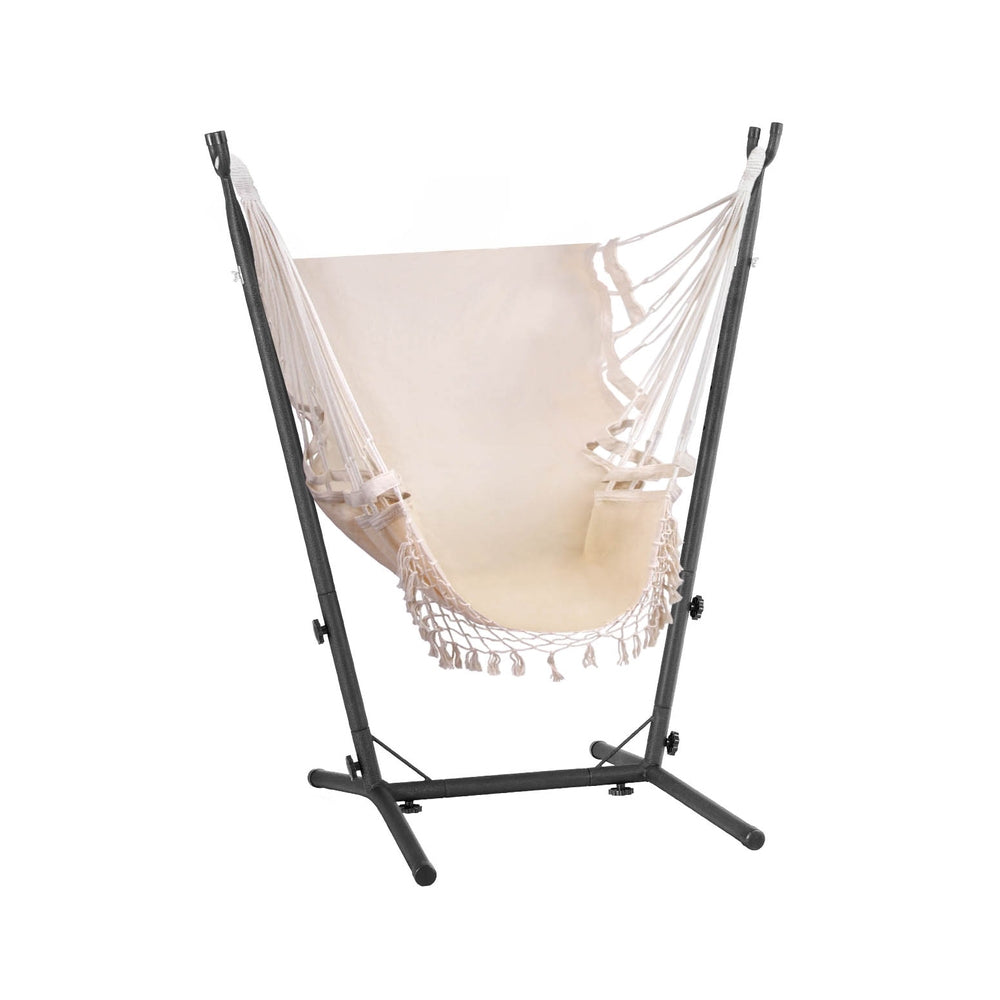 Hammock Chair Outdoor Camping Hanging With Stand Cream