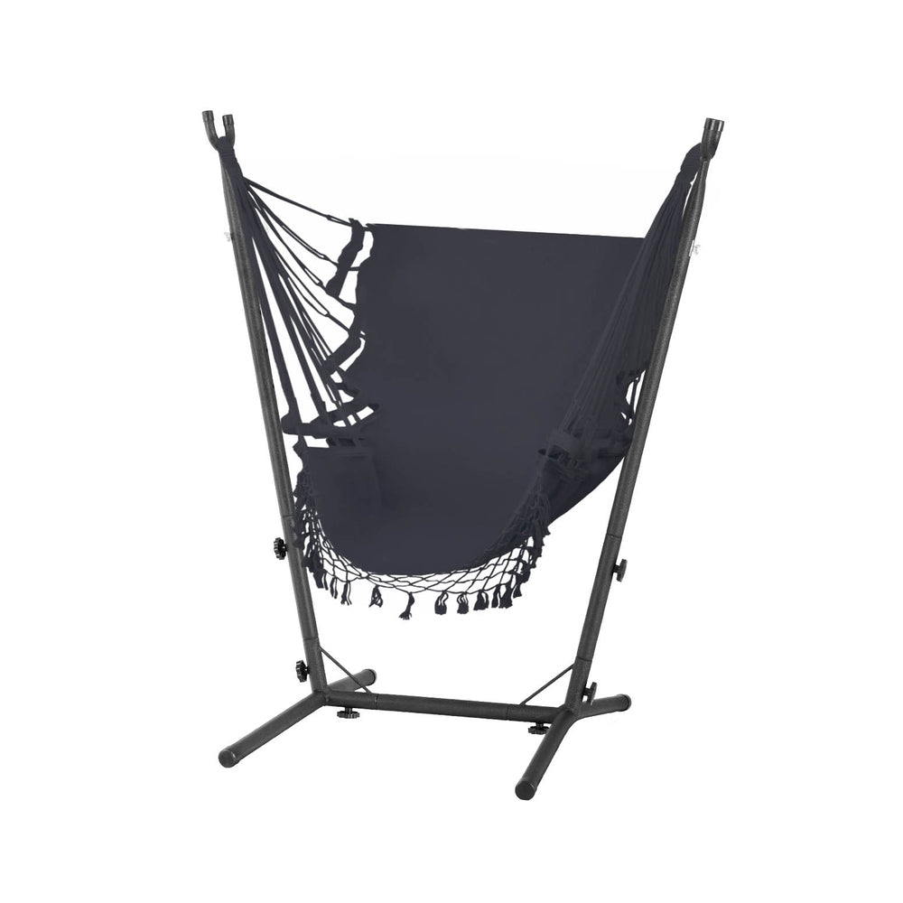 Hammock Chair Outdoor Camping Hanging With Stand Cream/Grey