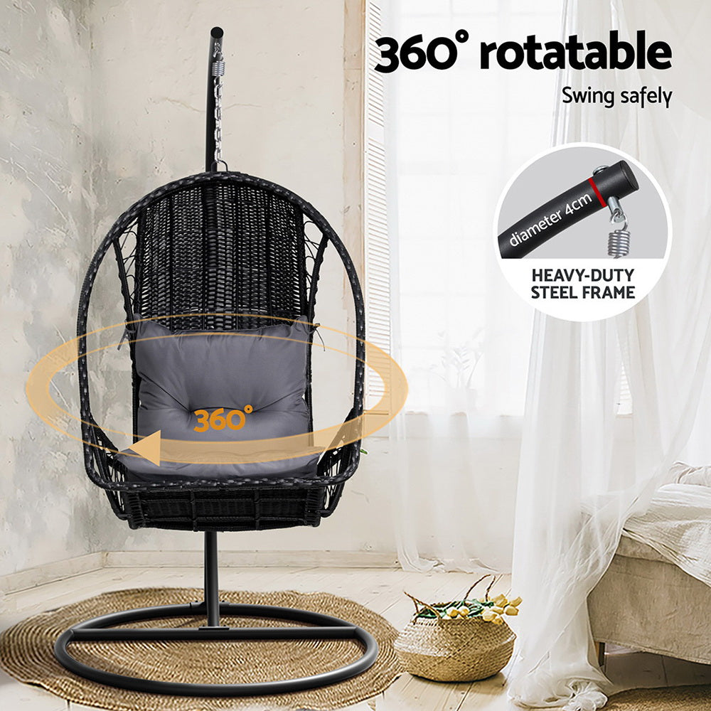 Comfortable Black Outdoor Egg Swing Chair