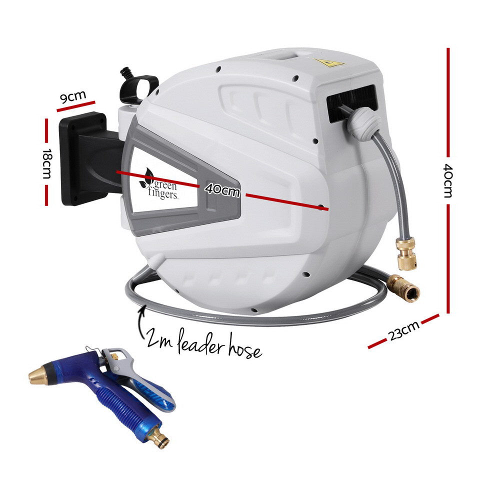 Heavy-Duty Retractable Garden Hose Reel with Spray Gun