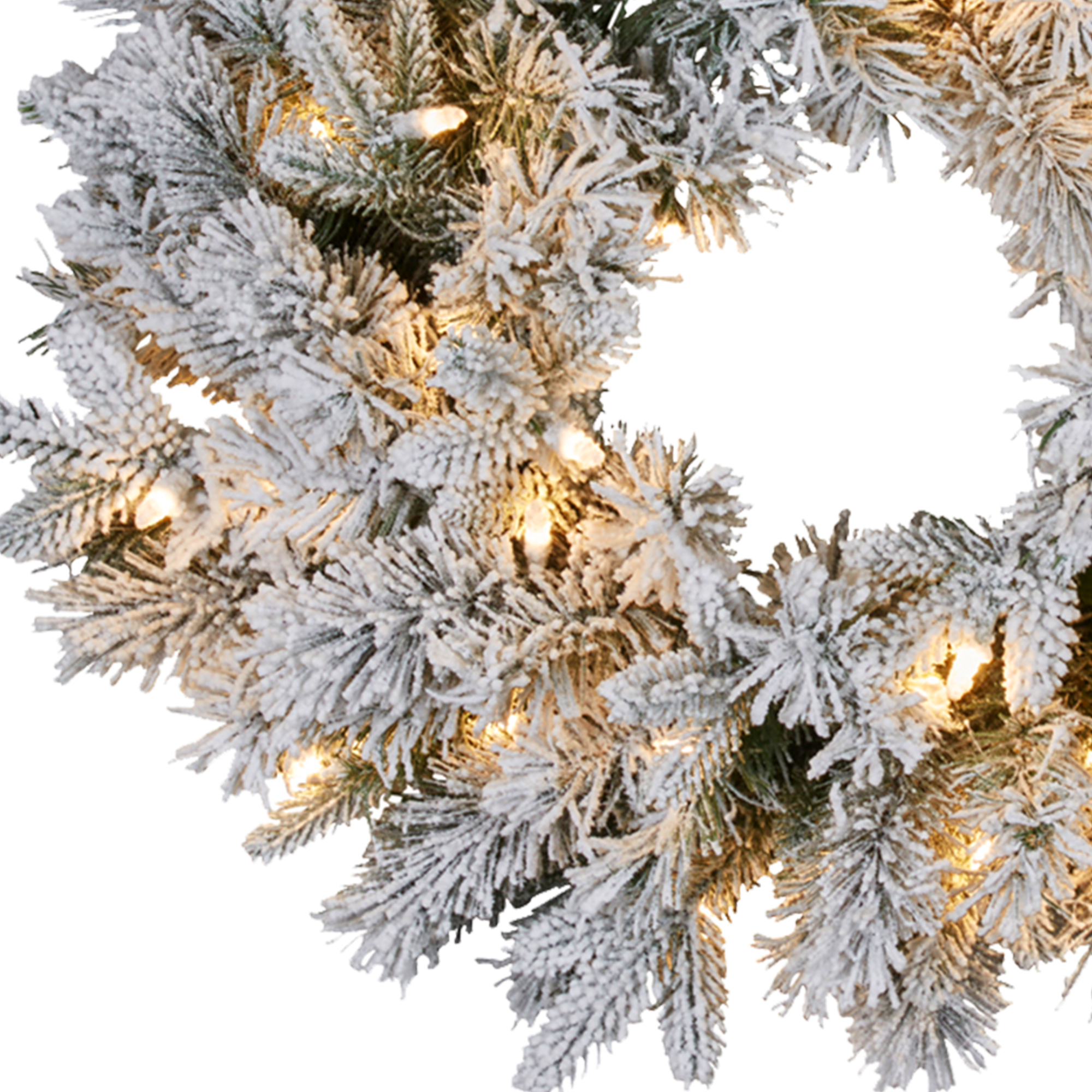 Snowy Atica Pre-Lit Christmas Wreath - 61cm