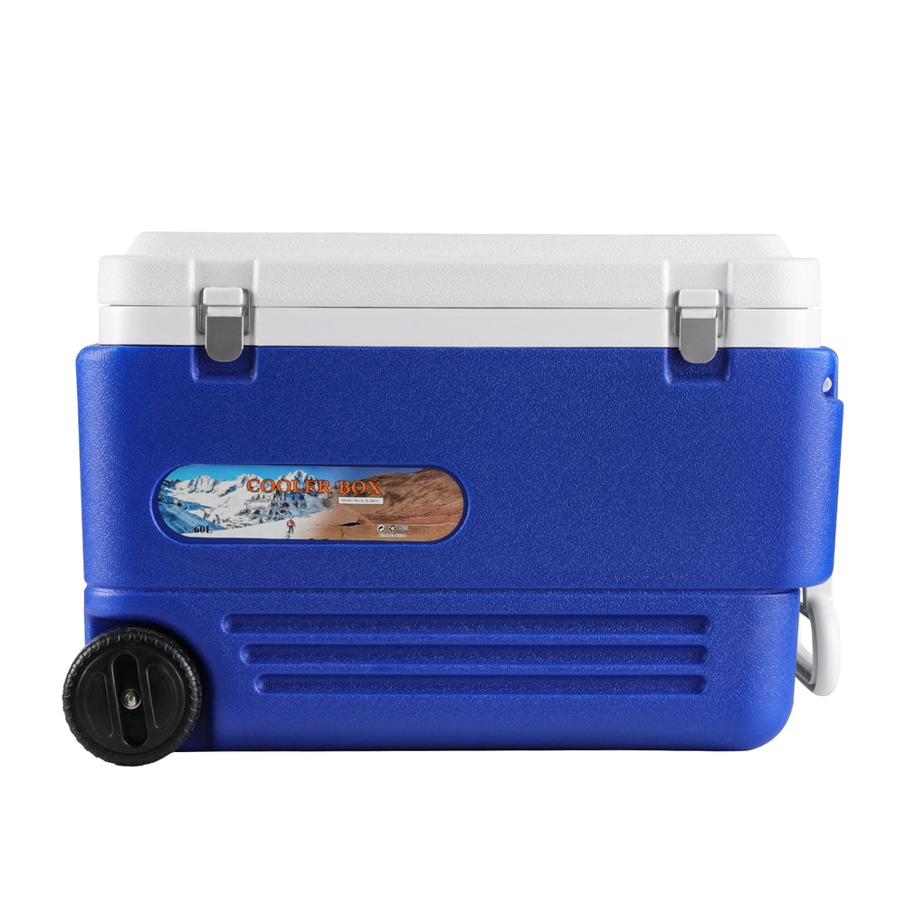 60L Portable Ice Cooler Box With Wheels Camping Fridge