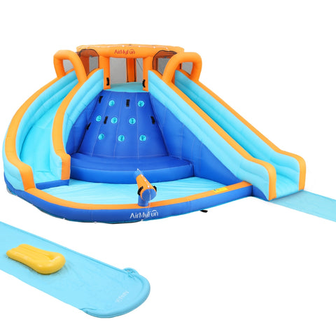 Kids Inflatable Pool w/ Double Slide Jumping Castle