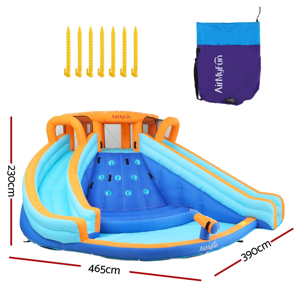 Kids Inflatable Pool w/ Double Slide Jumping Castle