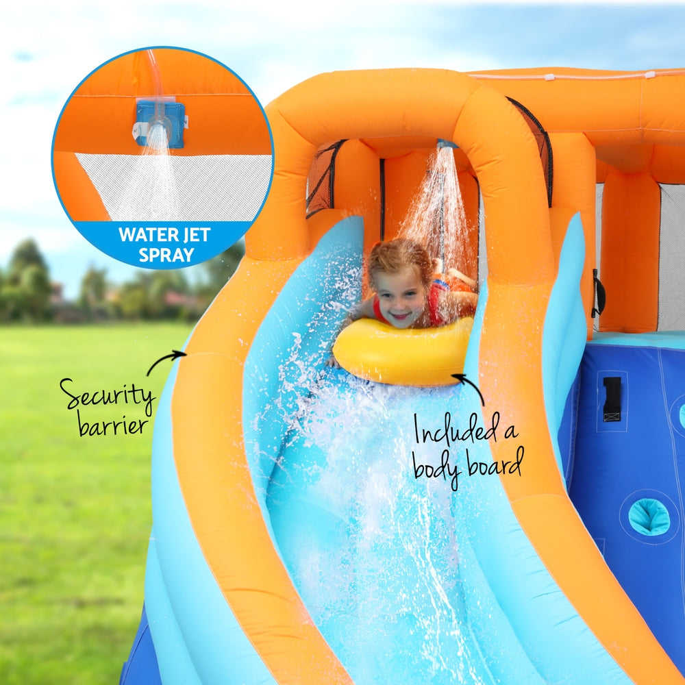 Kids Inflatable Pool w/ Double Slide Jumping Castle