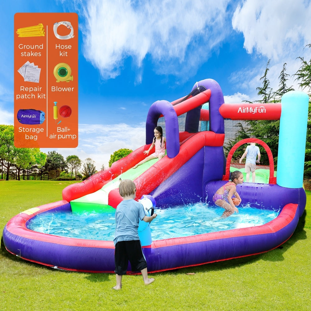 Inflatable Water Slide Bounce House 6 Play Zones