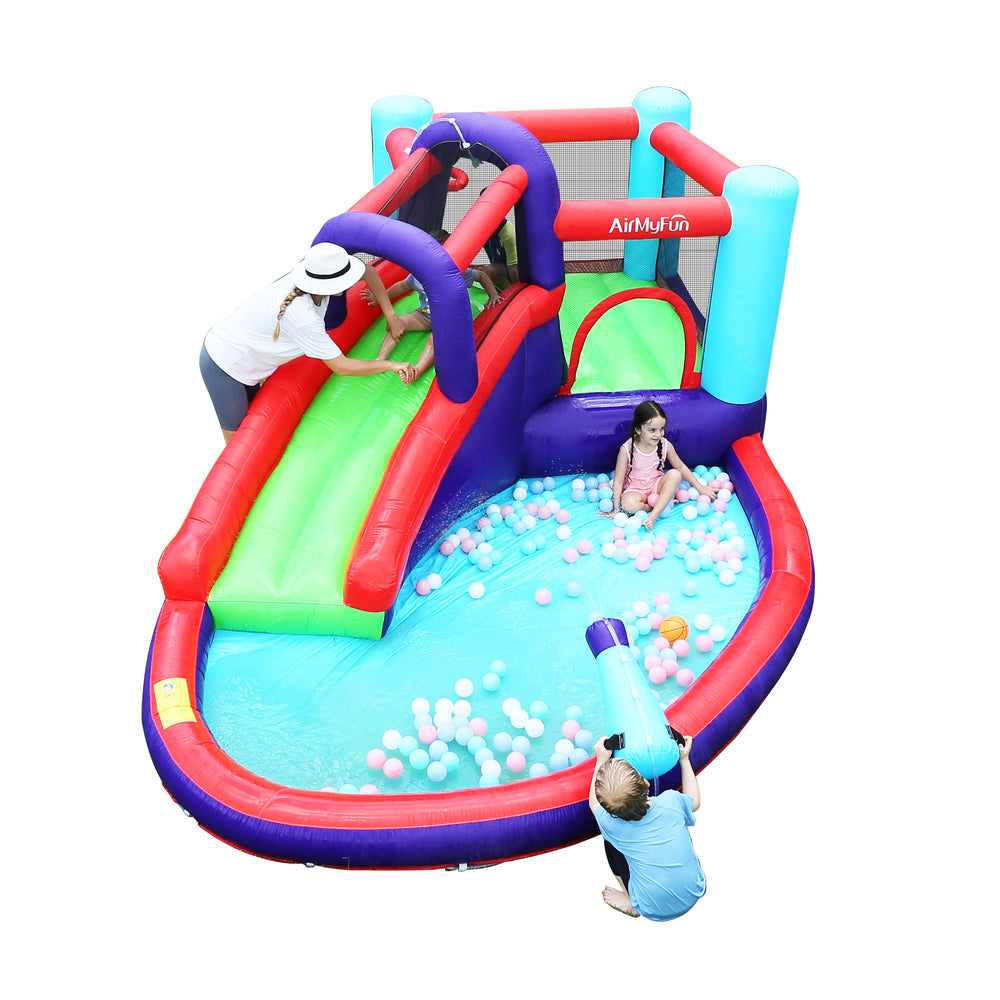 Inflatable Water Slide Bounce House 6 Play Zones